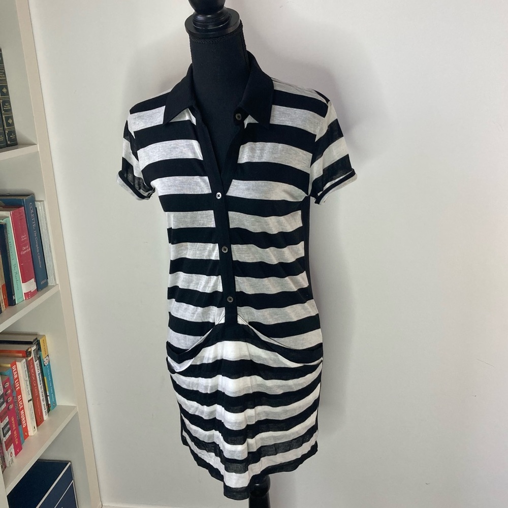 Theory Black & White/Cream Striped Summer Dress